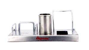 Organizador de escritorio de acero inoxidable 4 en 1 de proveedor indio para organizar bolígrafos o blocs de notas disponibles a precio de fábrica - Product Image 3