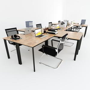 Escritorio Modular en Forma de L de 8 Piezas, Sistema de Conexión Ovalado, Madera de Caucho, Motor Dual Automático, Muebles de Oficina Tradicionales y Modernos - Product Image 3