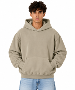 Sweat-shirt à capuche surdimensionné pour homme, couleur unie, avec poche, style décontracté, pour l'hiver, en polyester/coton tricoté, ODM - Product Image 1