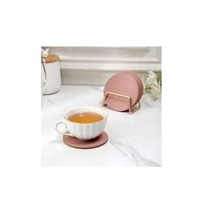 Juego de posavasos de cuero puro 100% para el hogar, suministros de cocina para Hotel, con soporte de Metal, posavasos de cuero de alta calidad 100%, mesa de fiesta - Product Image 1