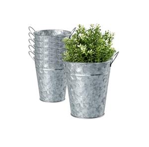 Elegantes macetas de flores de hierro galvanizado con forma de cubo de mango para granja, jardín, guardería, decoración, maceta de propósito - Product Image 1