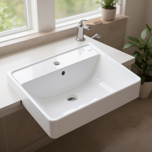 Lavabo HG Q 550x480 Xanuia Blanco con Orificio para Grifo y Desbordamiento - Product Image 3