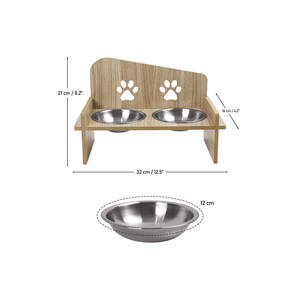 מעמד מרובע מעץ עם שם מותאם אישית למזון ומים לחתולים וכלבים, עם מתקן מים ממתכת ומשטח לחתולים וכלבים - Product Image 4