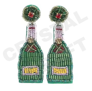 Boucles d'oreilles perlées étoiles pour femmes Patriotic Memorial Day Orange Blanc Bleu Couleur Tissu Matériel - Product Image 4