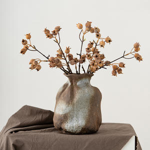 Vase en céramique rustique pour la décoration de la maison, vases en terre cuite de style campagnard, vase texturé vintage délavé, vase pour pampas pour la décoration du salon - Product Image 3