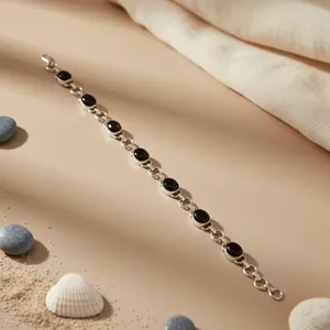 Pulsera Clásica de Plata 925 con Piedra de Ónix para Mujer, con Oro Rosa de 14K, Diamantes, Perlas, Jade, Estilo Religioso, Joyería Perfecta - Product Image 3