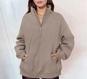 Sudaderas con capucha personalizadas para mujer, ropa de calle informal con cremallera, Jersey deportivo, ropa sin capucha de Color sólido de Hip Hop - Product Image 3