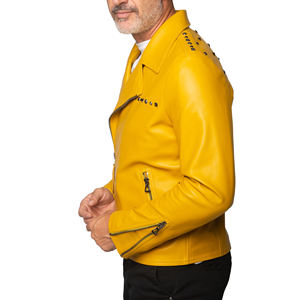 Veste en cuir vintage de style nouveau pour hommes, veste décontractée à fermeture éclair, légère, col, veste en cuir pour hommes, veste pour hommes - Product Image 2