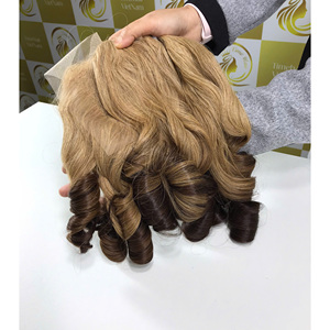Extensiones de cabello de trama de rizo hinchable súper doble personalizables pelucas delanteras de encaje HD vietnamitas paquetes teñidos sin pegamento químicos - Product Image 2