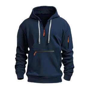 Pull à capuche élégant pour hommes 100% coton hiver teint uni Style Vintage séchage rapide sport voyage polyvalent superposition confort - Product Image 5