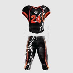 Uniformes de Fútbol Americano al por Mayor, 100% Poliéster Transpirable, Conjuntos Personalizados para Equipos con Mangas Cortas, Alta Calidad - Product Image 1