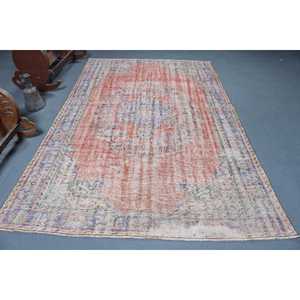 Grand tapis turc de 6x8,9 pieds, tapis rouge uni vintage - Product Image 1