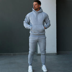 Logo personnalisé Dernière tendance Pantalon de survêtement gris chiné Ensemble de jogging Survêtement Durable surdimensionné Boxy et jambe large Tricoté Jacquard Survêtement - Product Image 1