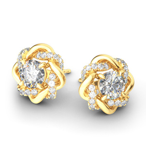 Pendientes de Corazón Jeulia Knot of Love en Plata de Ley Chapada en Oro de 14K con Diamante - Product Image 3