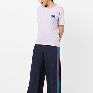 เสื้อยืดคอกลมแขนสั้นสำหรับผู้หญิงเสื้อยืดระบายอากาศย้อมสีเรียบสีพื้นสำหรับฤดูร้อน - Product Image 4