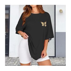 New Design OEM Service Digital Printed <b>Women's</b> 100% Cotton Half Sleeve Round Neck Shoulder Slope Comfortable Plus Size T-shirt - Product Image 4