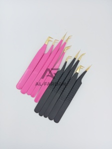 แหนบต่อขนตาปลายแหลม 45 65 90 องศา ทำจากสแตนเลสอย่างดี สีดำ ชมพู ปลายสีทอง รับทำโลโก้ อุปกรณ์ต่อขนตา - Product Image 3