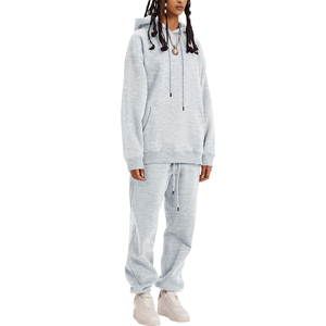 ชุดวอร์มแฟชั่นลำลอง เสื้อฮู้ดดี้โอเวอร์ไซส์ กางเกงวอร์มทรงหลวม ชุดออกกำลังกาย ไหล่ตก ชุดฤดูหนาว - Product Image 6