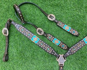 Argentine fait à la main Western Horse Bridle Rênes Set Respirant Headstall Collier de poitrine Logo personnalisé Sports équestres Halter Horse - Product Image 2