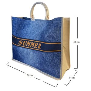 Borsa da spiaggia estiva arancione Jeans 56x42x14 cm Shopper da spiaggia all'aperto con collezione 2022 blu/arancio - Product Image 2