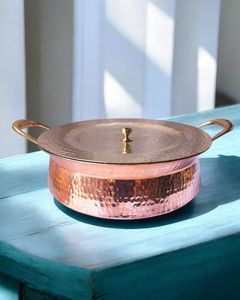 Ustensiles de cuisine traditionnels en cuivre faits à la main, plaques de cuisson et grillades indiennes, Handi en cuivre - Product Image 3