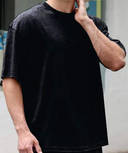 100% coton tricoté T-Shirt pour hommes et femmes surdimensionné lavage à l'acide à manches courtes t-shirt décontracté coupe ample imprimé haut unisexe - Product Image 4