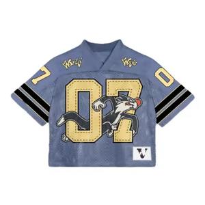 เสื้อฟุตบอลสไตล์อเมริกันโอเวอร์ไซส์ผ้าเจอร์ซีย์ผ้าตาข่ายโพลีเอสเตอร์เสื้อครอป - Product Image 5