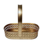 Panier cadeau en fil métallique carré avec feuille de fer finie couleur or Panier carré avec poignée et revêtement en poudre dorée