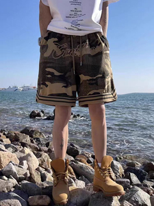 Haute qualité hommes femmes américain Vintage Camouflage Cargo Shorts lâche décontracté basket-ball sport pantalon solide marque de mode - Product Image 5