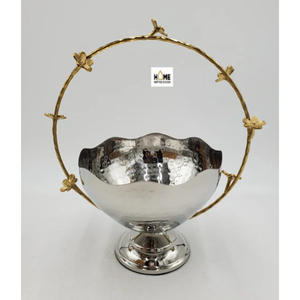 Luxury Sunflower Designing Metal Aluminum Food Dates Serving Bowl Handmade Classic Metal Decorative <b>Platters</b> for Indian Supplies - Product Image 6