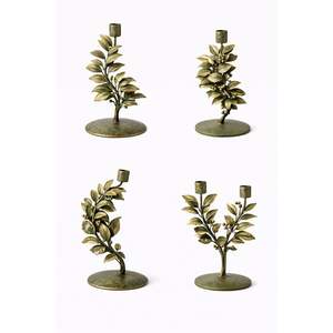 Candelabre en métal doré vert feuille de laurier, support de bougie floral, élégant, pour les événements de mariage, décoration de table, chandelier - Product Image 1