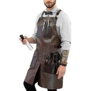 Tablier en cuir véritable de qualité supérieure, réglable, pour barbier, chef, usage intensif - Product Image 2