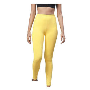 Women's Solid Mid <b>Waist</b> Yoga <b>Leggings</b>-Seamless Breathable Eco-Friendly Polyester/Cotton Full Length <b>Tummy</b> <b>Control</b> Pants - Product Image 3