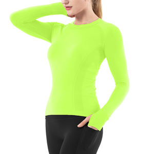 T-shirt de yoga pour femme, col rond, super extensible, coupe ajustée, séchage rapide, vêtements de sport, vêtements de fitness, vêtements de sport personnalisés de haute qualité - Product Image 4