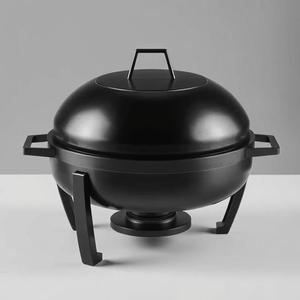 Plato de frotamiento negro mate moderno con detalles en oro/latón-Calentador de alimentos duradero para eventos - Product Image 3