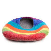 Modern premium kleine kattenholletje gestreept dierenpatroon wollen stijl comfortabel huisdierenbed in regenboogkleuren vilt cadeau voor honden