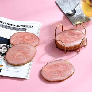 ชุดถาดรองแก้วทำด้วยมือทำจากเรซินสีสันสดใสพร้อมลายหินอ่อนแนวแอบสแตรกเหมาะสำหรับห้องนั่งเล่นโต๊ะกาแฟและเป็นของขวัญ - Product Image 5