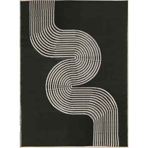 Tapis d'extérieur réversible Netline Home en jute et polypropylène, fabriqué à la machine, noir et beige 1010, lavable pour salon et voyage - Product Image 1