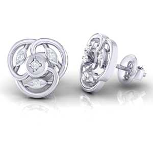 ต่างหูเพชรแท้ทรงดอกไม้ ทองคำ 18K รับรองโดย GIA (IJ-SI GH-SI EF-SI) ดีไซน์ทันสมัย สีขาว โรสโกลด์ และเยลโลว์โกลด์ เหมาะสำหรับงานหมั้น - Product Image 2