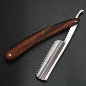 Rasoir à gorge coupe droite manuel en acier inoxydable industriel de haute qualité pour hommes manche en bois rasage de barbier à bord droit - Product Image 4