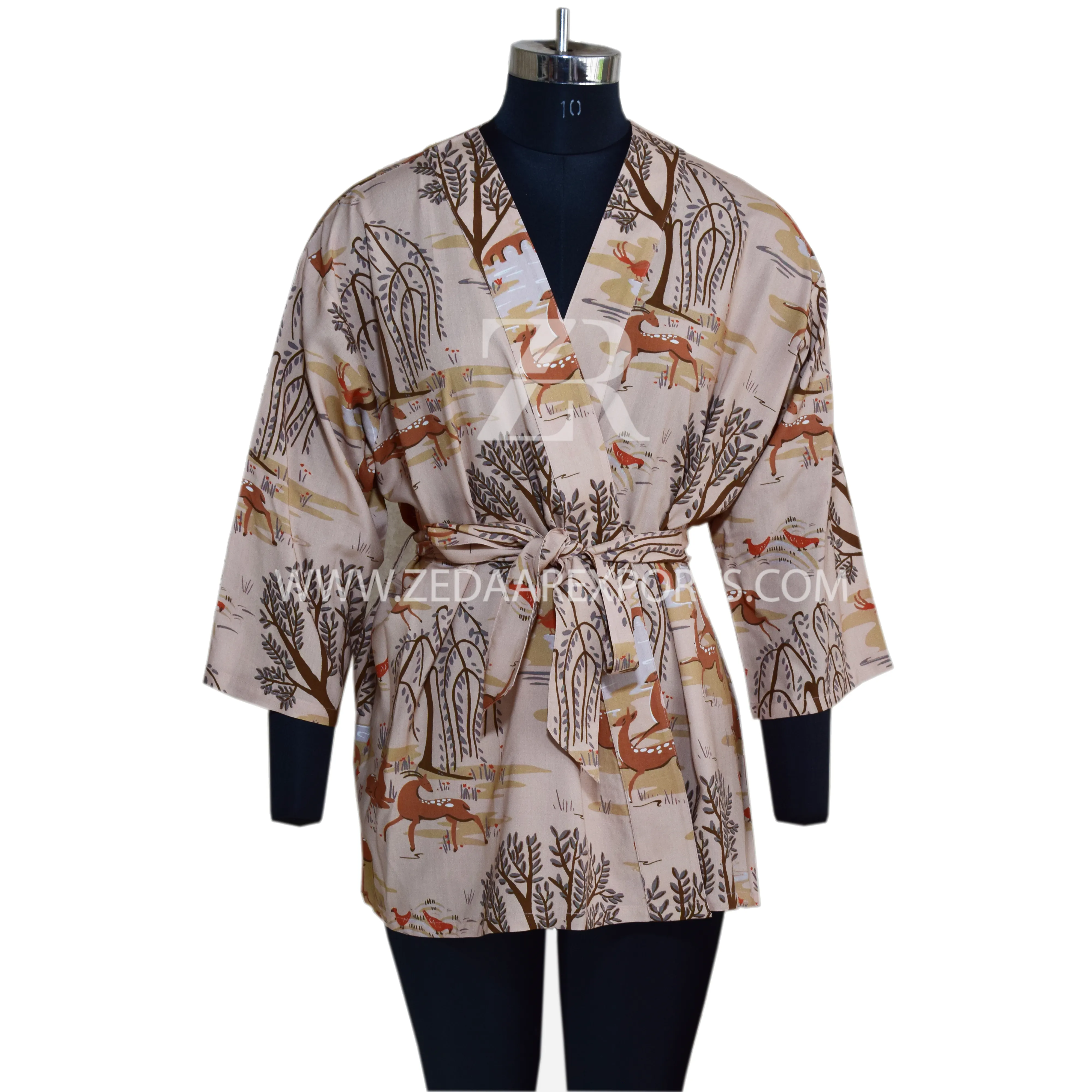 Jubah Kimono wanita cetak katun jubah Kimono pendek dibuat dari 100% katun gaun Kimono lembut dibuat oleh Zed Aar ekspor