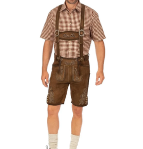 Haute qualité 100% véritable bavarois Oktoberfest Costume Shorts Lederhosen Dark Wash brodé Technics - Product Image 1