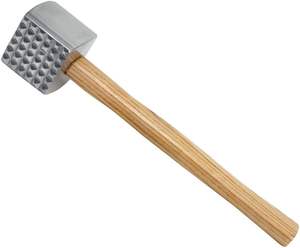 Ablandador de carne con mango de madera, aluminio, bronceado medio - Product Image 3