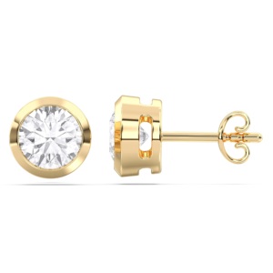 2.00 Carat Cut Moissanite Diamond E-F/VVS-VS Bezel <b>Set</b> Push Back <b>Stud</b> <b>Earring</b> Handcrafted Sterling <b>Silver</b> for Parties Gifts - Product Image 5
