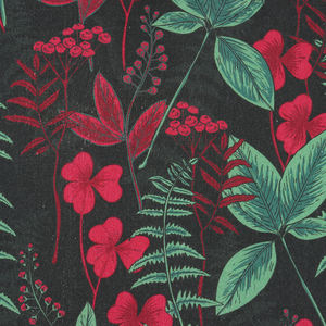 100% nappe en coton imprimé sur toute la surface des motifs de feuilles rouges noires Technique tissée Taille 150x220 cm 210gsm Fabriqué en Inde - Product Image 2