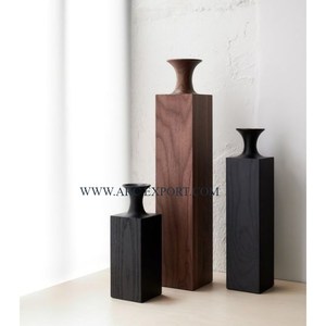 Mesa de madera de bambú de Color marrón y negro, floreros decorativos, atractivo diseñador, dormitorio, acentos decorativos, floreros - Product Image 1