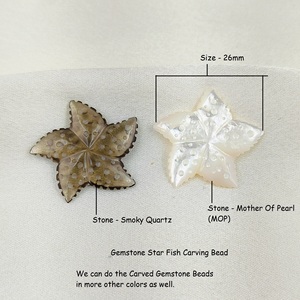 Perles de sculpture sur pierre précieuse étoile de mer semi-précieuse naturelle Quartz fumé et MOP perles sculptées pour la fabrication d'accessoires de bijoux - Product Image 2