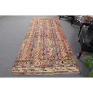 Alfombra turca vintage, alfombra grande de 4.3x10 pies, alfombra con motivos de plantas y árboles rojos - Product Image 1