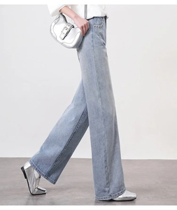 Pantalones vaqueros ajustados informales para hombre, ajustados de Vaqueros cintura alta, súper elásticos, sin rasgar, con logotipo personalizado, pantalones vaqueros en parte inferior desgastada - Product Image 2
