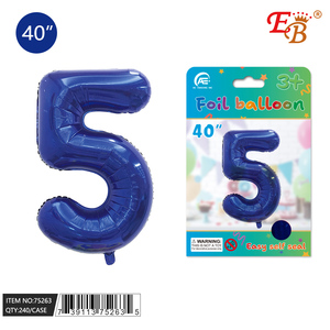 Palloncino in alluminio blu numero 5 Eb, 40 pollici, decorazioni metalliche per feste di compleanno per bambini - Product Image 1